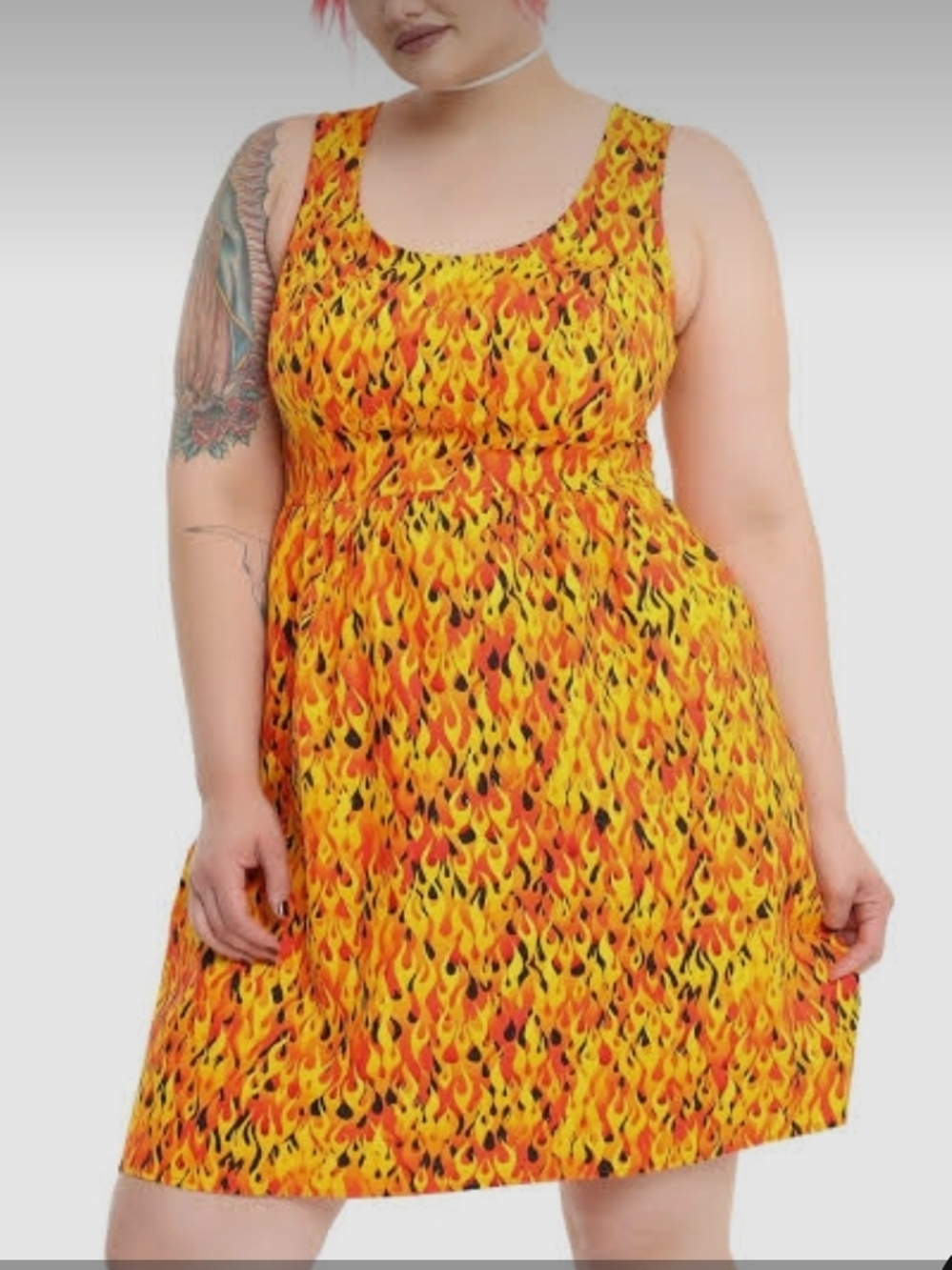Flame Print Sleeveless Dress